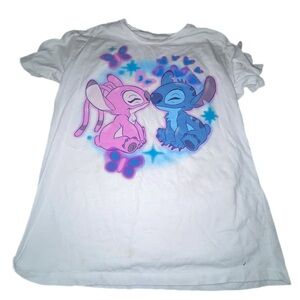 Disney White Tee with Pink and Blue Characters